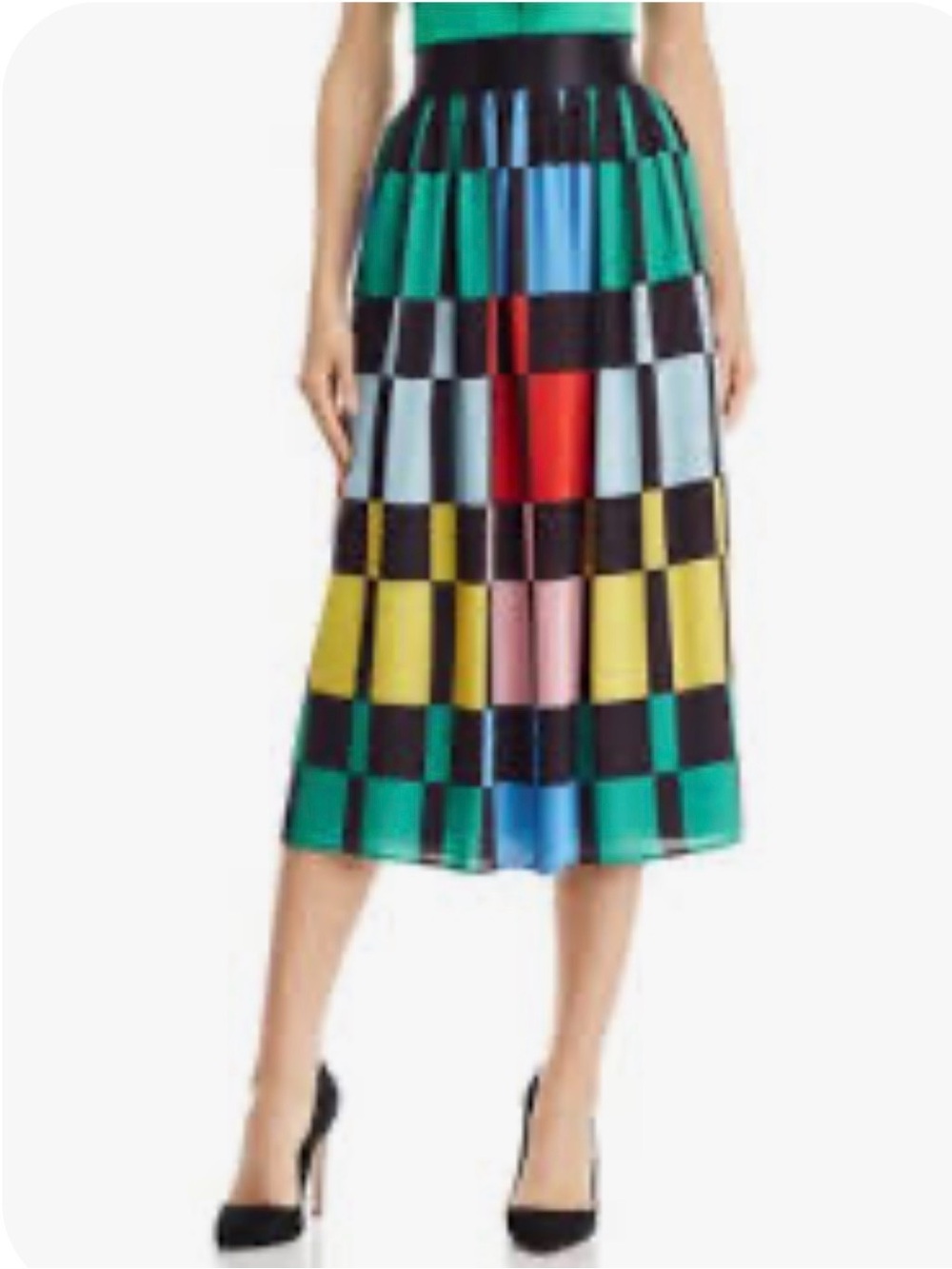Alice + Olivia Melda Checkered Midi Gathered Skirt Size 10 NWT - Picture 12 of 16